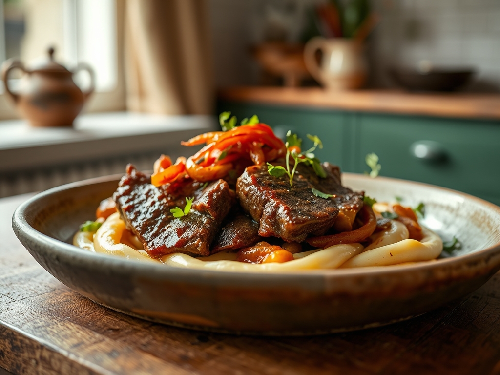 Bife à Portuguesa com presunto