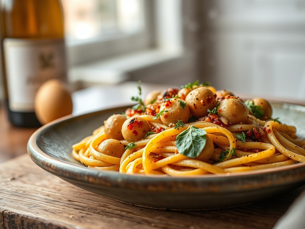 Pasta com amêijoas e vinho branco