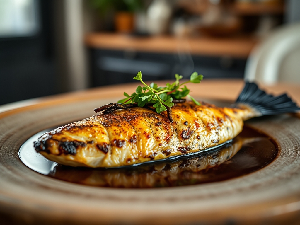 Peixe espada preto com banana