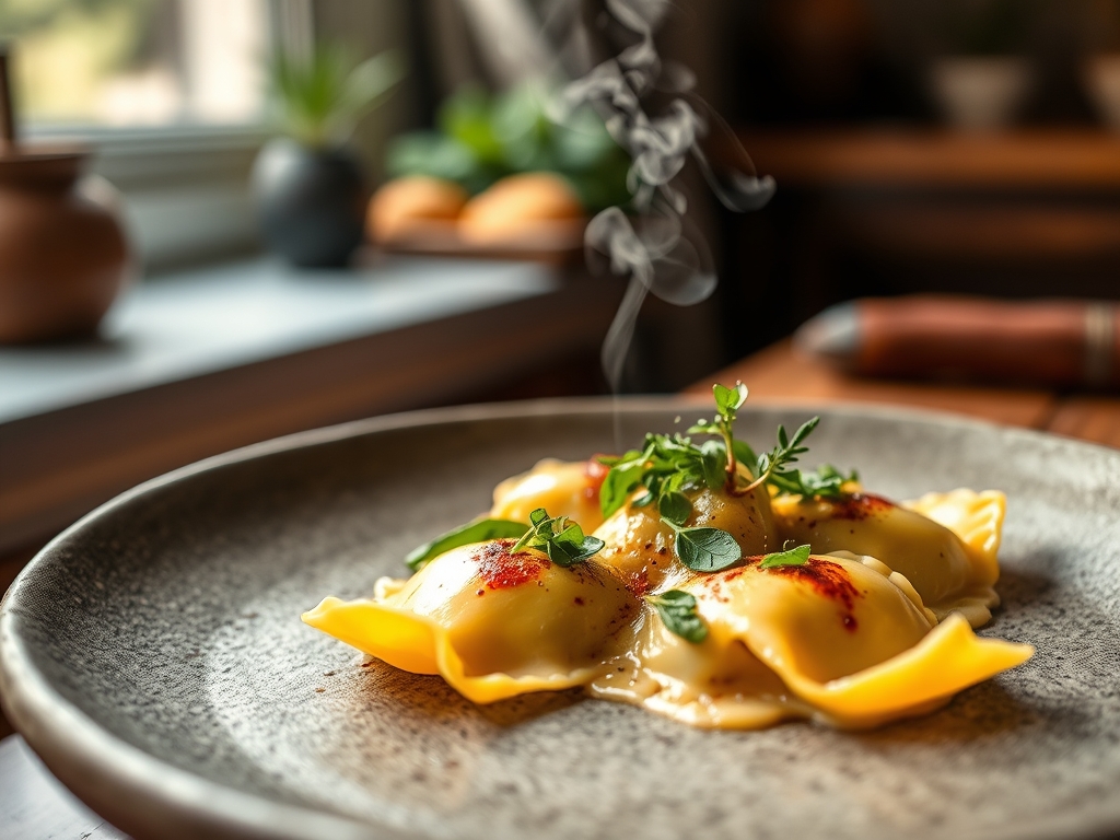Ravioli de queijo da serra artesanal